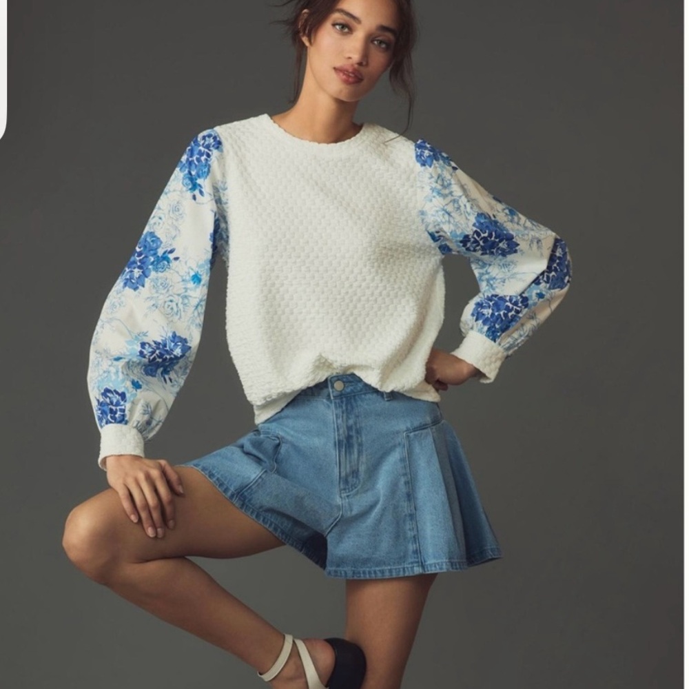 Anthropologie Porridge floral sleeve top S